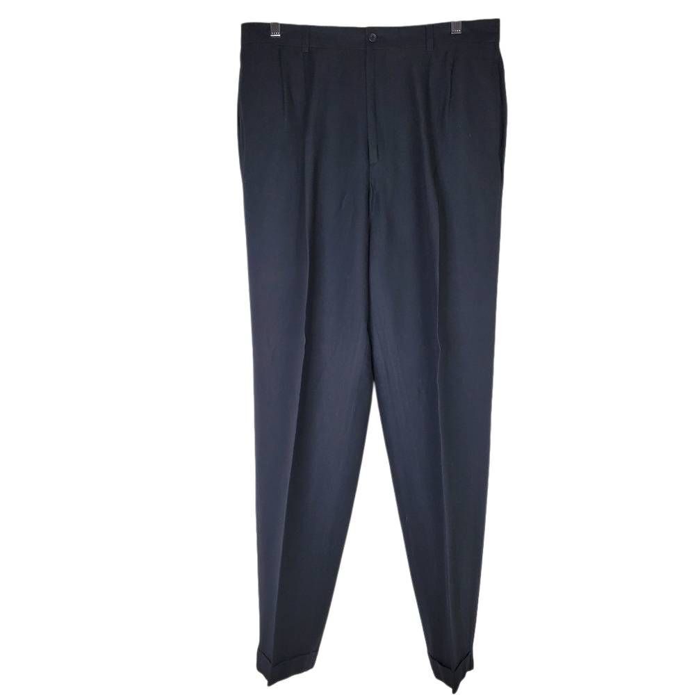 Caliborne‎ Pleated Front Cuffed Hem Linen Blend Dress Pants Blue Size 36/32